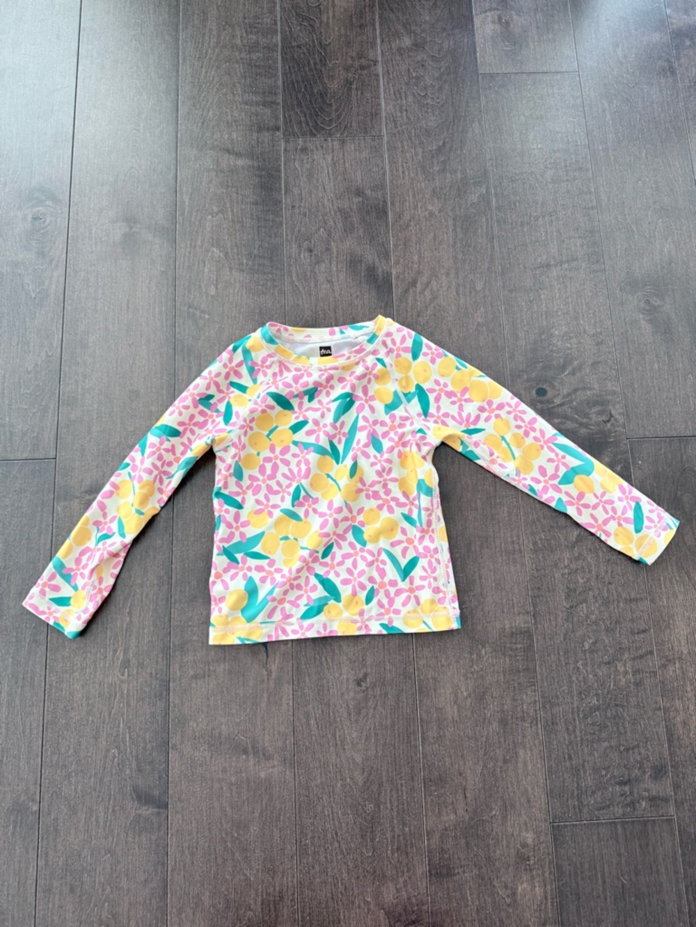 Tea Collection Floral Pink and Yellow Rashguard 3T